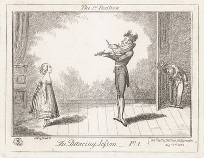 Lekcja tańca: pierwsza pozycja autorstwa George Cruikshank
