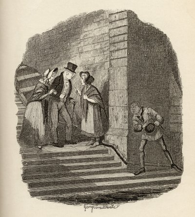 Spotkanie, z "Przygód Olivera Twista" Charlesa Dickensa (1812-70) 1838, opublikowane przez Chapman und Hall, 1901 autorstwa George Cruikshank