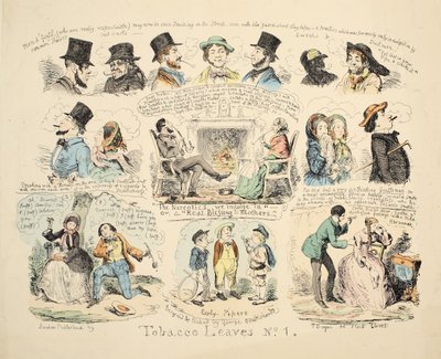 Liście tytoniu nr 1, wyd. 1851 (grawerowanie ręcznie kolorowane) autorstwa George Cruikshank