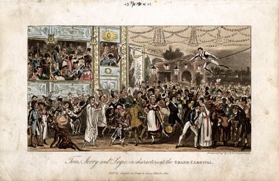 Tom, Jerry i Logic na Wielkim Karnawale, 1821 autorstwa George Cruikshank