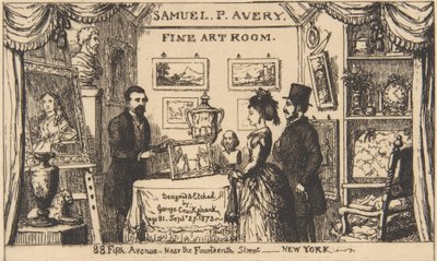 Karta handlowa dla Samuela P. Avery – Gabinet Sztuk Pięknych, 1873., 1873. autorstwa George Cruikshank