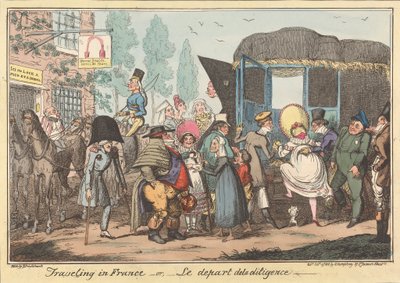 Podróżowanie po Francji -albo, -Odjazd dyliżansu autorstwa George Cruikshank