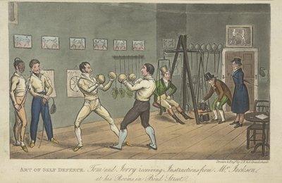 Dwóch mężczyzn boksujących, „Życie w Londynie itd.”, Pierce Egan autorstwa George Cruikshank
