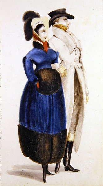 Moda zimowa (akwarela na papierze) autorstwa George Cruikshank