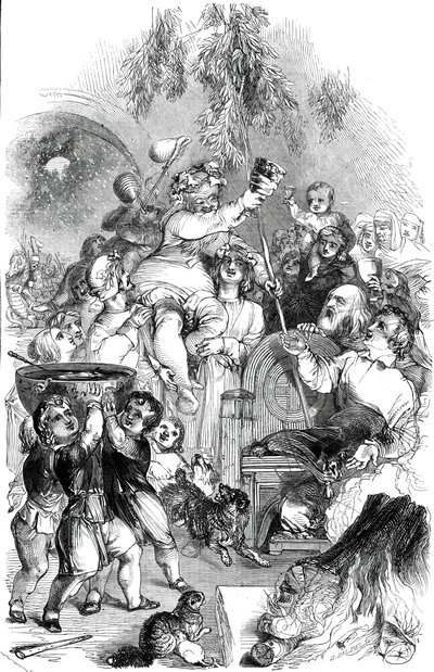 Bringing in Christmas - rys. William Harvey, 1845. autorstwa George Dalziel