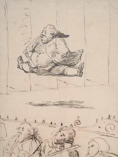 Człowiek robiący rozłamy, ok. 1760-90 (pióro i brązowy i szary atrament na papierze) autorstwa George Dance