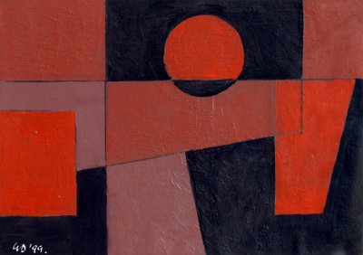 Podobne czerwone z czarnym, 1999 (olej na karcie) autorstwa George Dannatt
