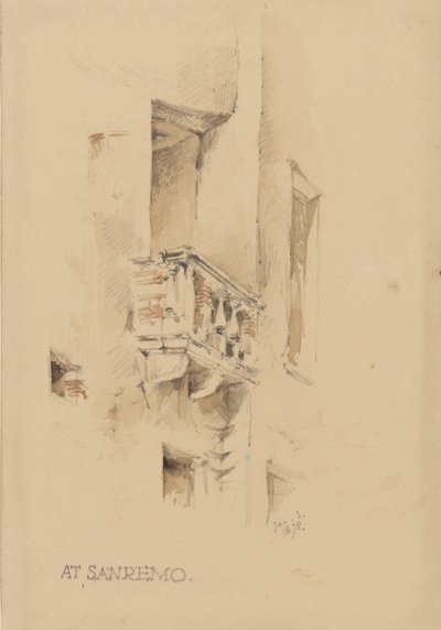 W San Remo, 3 stycznia 1878 (ołówek i toaleta na papierze) autorstwa George Douglas Tinling