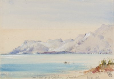 Ze stacji drożdżowej w Bordighera, patrząc na zachód, 25 lutego 1878 r. (wc na papierze) autorstwa George Douglas Tinling