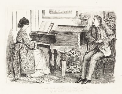 I we mgle czy w mroku, popłynąłbym z nim, gdyby popłynął ze mną, ok. 1865 (pióro i czarny tusz na graficie) autorstwa George Du Maurier