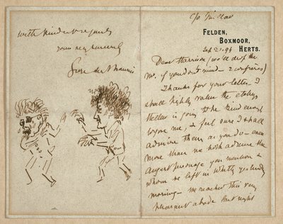 List z rysunkiem Whistlera Grożącego Du Maurier autorstwa George du Maurier