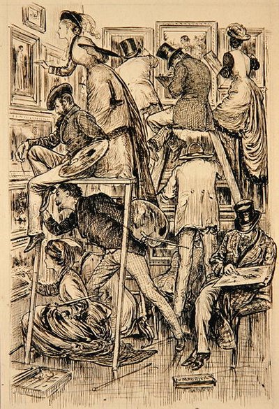 Dzień Lakierowania w Akademii Królewskiej autorstwa George du Maurier