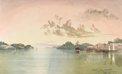 P&O Coalwharf, Inner Harbor Singapur, sierpień 62 (akwarela) autorstwa George E.L.S. Sanford
