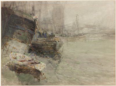 North Shields Fish Quay (akwarela i ołówek na papierze) autorstwa George Edward Horton
