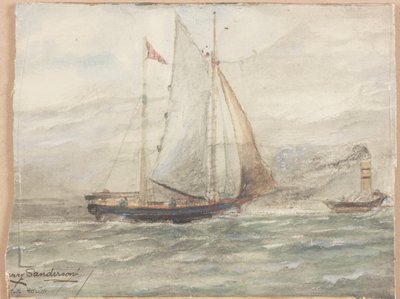 Żaglówka (kolor nadwozia, węgiel i akwarela na pokładzie) autorstwa George Edward Horton