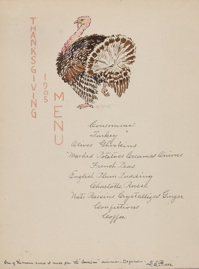 Menu na Święto Dziękczynienia autorstwa George Elbert Burr