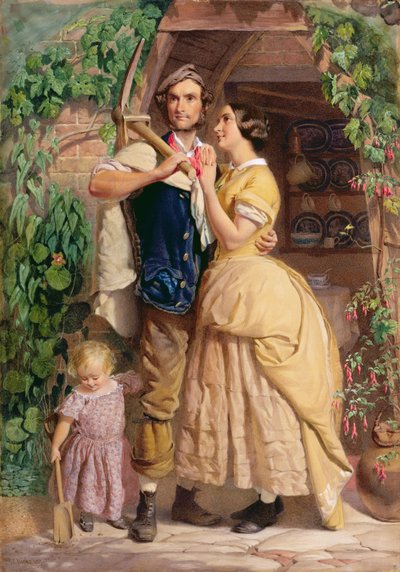 The Sinews of Old England, 1857 (wc i kolor nadwozia z gumą arabską na papierze) autorstwa George Elgar Hicks