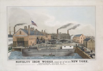 Nowość Iron works, Foot of 12th St. ER. New York. Stillman, Allen & Co., założyciel żelaza..., 1841-44. autorstwa George Endicott
