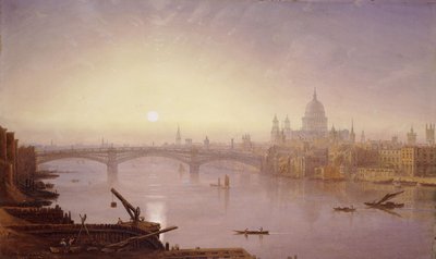 Southwark Bridge i Katedra św. Pawła z London Bridge: Wieczór, autorstwa George Fennel Robson