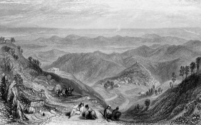 „Mussooree i Dhoon, z Landour”, 1838. autorstwa George Francis White