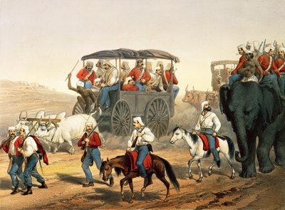 1781.c8 Pl.5 Wojska w pośpiechu do Umballi, z „Kampania w Indiach” autorstwa George Francklin (after) Atkinson