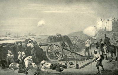 Ciężki dzień w bateriach przed Delhi, 1857, 1901. autorstwa George Francklin Atkinson