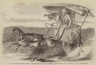 Wózek pocztowy w północnych Indiach, oficer w drodze do armii Delhi autorstwa George Francklin Atkinson