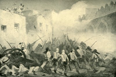 Nicholson prowadzący atak ulicami Delhi, 1857, 1901. autorstwa George Francklin Atkinson