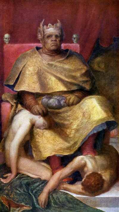 Mammom (kolorowa litografia) autorstwa George Frederick (after) Watts