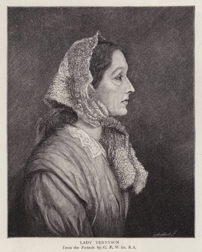 Portret Emily Tennyson, Lady Tennyson, żony Alfreda, Laureata Angielskiego Poety, Lorda Tennysona (lito) autorstwa George Frederick (after) Watts