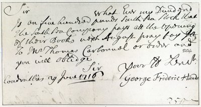 List napisany przez Handla, czerwiec 1716 autorstwa George Frederick Handel