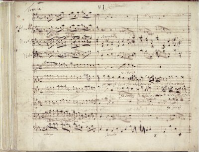 RM 20 E7 f.51v Jedna z dwóch stron Rękopisu Oratorium „Estera” Haendla „Synowie Jakuba śpiewajcie na cześć…” autorstwa George Frederick Handel