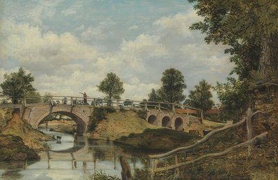 Stary most w Hendon w Middlesex. około 1828 autorstwa George Frederick Watts