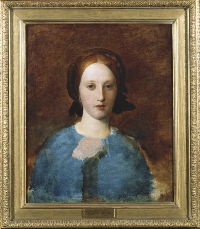 Portret Pani Prescott Decie, długość biustu, w niebieskiej sukience - szkic autorstwa George Frederick Watts