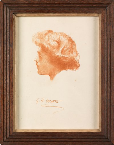Studium na głowę Sir Galahada (fotograwiura) autorstwa George Frederick Watts