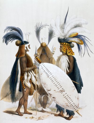 „Żołnierze Zulusów Armii Króla Pandy”, 1849 autorstwa George French Angas