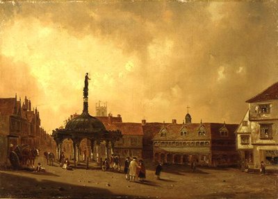Widok na Cornhill, Ipswich (olej na płótnie) autorstwa George Frost