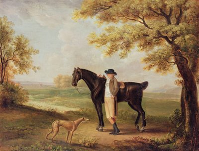 Koń, jeździec i whippet autorstwa George Garrard