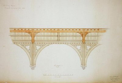 New College Oxford: Projekt dachu nowej auli autorstwa George Gilbert Scott