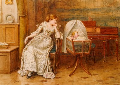 Wnętrze z mamą i dzieckiem autorstwa George Goodwin Kilburne