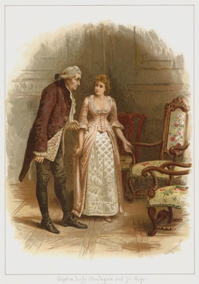Sophia, Lady Newdegate i Sir Roger (kolor lito) autorstwa George Goodwin Kilburne