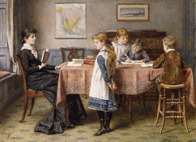Lekcja, 1892 autorstwa George Goodwin Kilburne