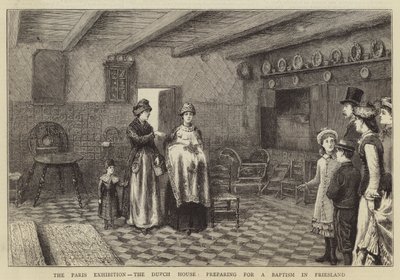 Wystawa Paryska, Dom Holenderski, przygotowania do chrztu we Fryzji autorstwa George Goodwin Kilburne