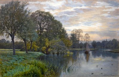 Rzeka Great Ouse o zachodzie słońca autorstwa George Gordon Fraser