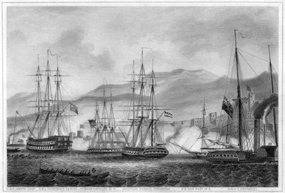 Atak na Sydon przez komandora Charlesa Napiera, 26 września 1840 c1857 autorstwa George Greatbatch