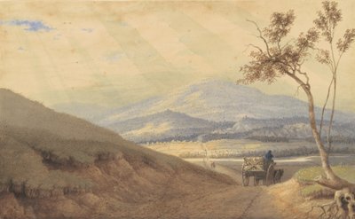 Błyszczący efekt — Hollidaysburg, Pensylwania, 1835-40 (akwarela i grafit na papierze tkanym) autorstwa George Harvey