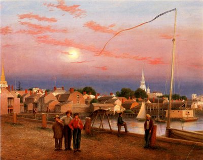 Newport, Koniec dnia, 1851 (olej na papierze na płótnie) autorstwa George Harvey