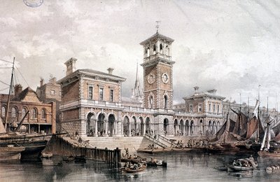 Billingsgate Wharf and Market, Londyn, 1851 autorstwa George Hawkins