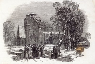 Świąteczny poranek: Idąc do kościoła, grawerowane przez W.J. Lintona, z „The Illustrated London News”, 26 grudnia 1846 autorstwa George Haydock Dodgson