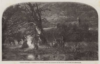 Cyganie, Zmierzch, z Wystawy Towarzystwa Malarzy Akwarelowych autorstwa George Haydock Dodgson
